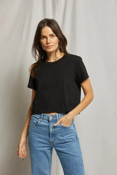 Perfectwhitetee Harley Cotton Boxy Crewneck Tee In True Black