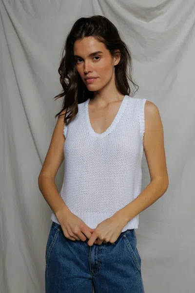 Peggy Cotton Sweater Tank Top In White from Perfect White Tee