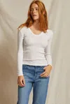 Perfectwhitetee Robyn Luxe Rib Long Sleeve Top In Sugar In Multi