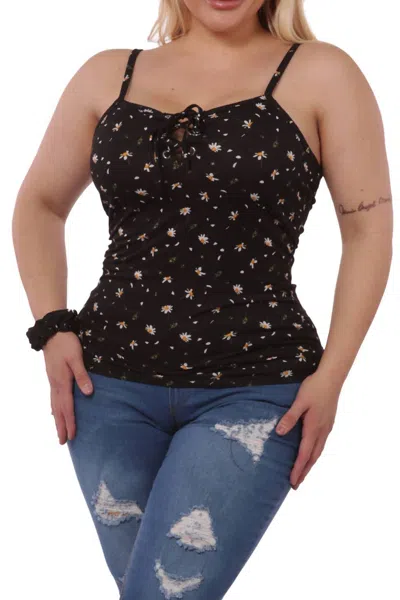 Perfectly Imperfect Lace-up Tank Top - Plus In Black