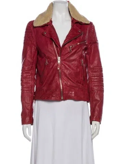 Pre-owned Perfecto Brand By Schott Nyc Lamb Leather Biker Jacket In Red