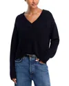 Perfectwhitetee Addie Oversized Long Sleeve V Neck Sweater In Black