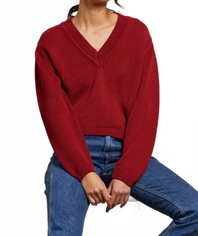 Perfectwhitetee Addie Oversized V-neck Sweater In Maple In Brown