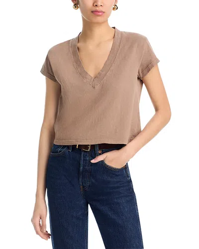 Perfectwhitetee Alanis V Neck Tee In Brown