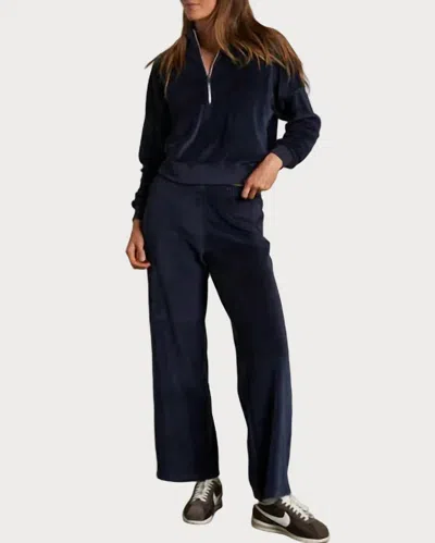 Perfectwhitetee Alex Velour Pants In Navy In Blue