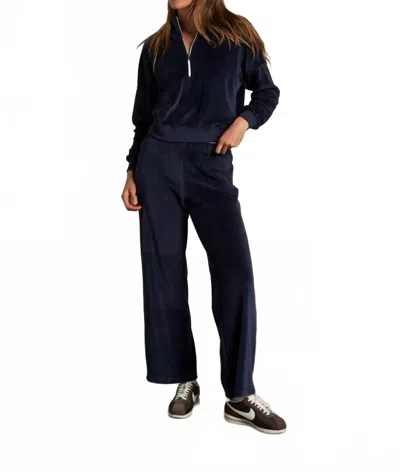 Perfectwhitetee Alex Velour Pull On Pants In Navy In Blue