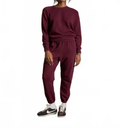 Perfectwhitetee Alexi French Terry Sweatshirt In Dark Burgundy In Brown