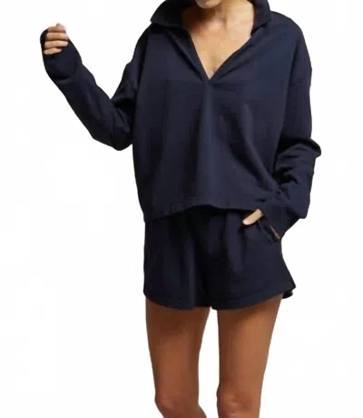 Perfectwhitetee Alison Jersey Collared Shirt In Navy In Blue