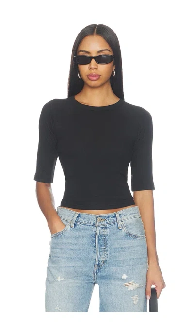 Perfectwhitetee Amelia Short Sleeve Luxe Rib Tee In Blue