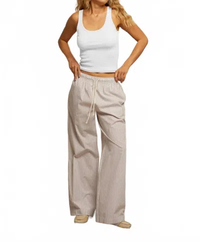 Perfectwhitetee Andi Cotton Poplin Stripe Wide Leg Pant In Putty Stripe In Neutral