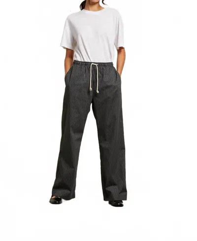 PERFECTWHITETEE ANDI COTTON POPLIN STRIPE WIDE LEG PANTS IN BLACK STRIPE