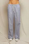Perfectwhitetee Andi Cotton Poplin Stripe Wide Leg Pants In Chambray Stripe In Multi