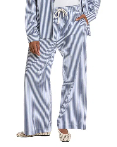 Perfectwhitetee Andi Stripe Poplin Wide Leg Pant In Blue