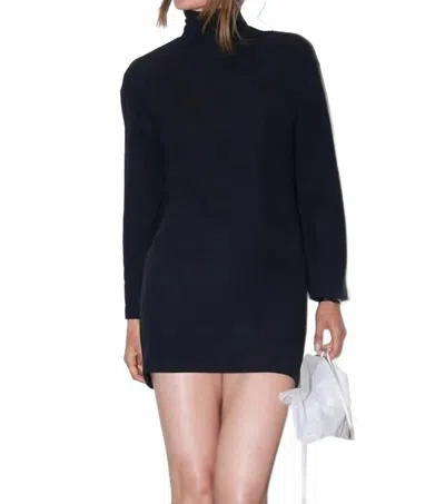 Perfectwhitetee Anette Brushed Sweater Dress In Black In Blue