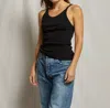 Perfectwhitetee Annie Ribbed Tank Top In Black In Black