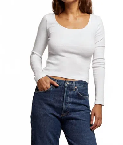 Perfectwhitetee Anya Ribbed Long Sleeve Tee In White