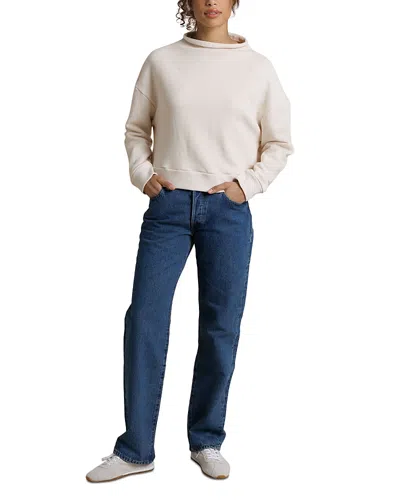Perfectwhitetee Arden French Terry Mock Neck Sweatshirt In Neutral