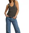 Perfectwhitetee Aria Beach Waffle Tank Top In Vintage Black In Black