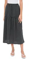 Perfectwhitetee Arielle Long Skirt Black Stripe In Gray