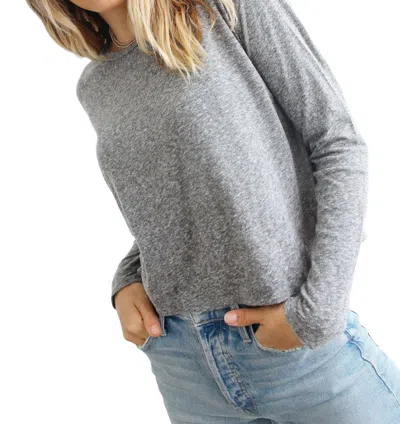 Perfectwhitetee Axel Long Sleeve Crew Tee In Heather Grey
