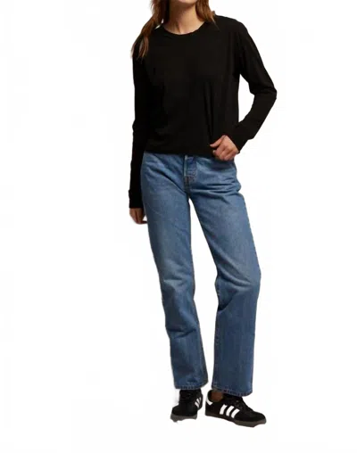 Perfectwhitetee Axel Long Sleeve Harley Tee In True Black