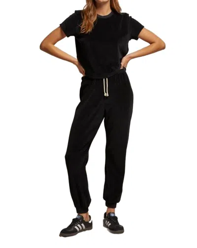 Perfectwhitetee Bailey Velour Jogger In True Black