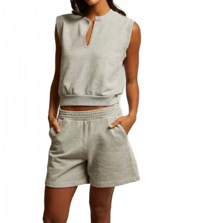 Perfectwhitetee Bari French Terry Shorts In Heather Grey In Gray