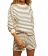Perfectwhitetee Bennie French Terry Short In Navy Stripe In Blue