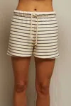 Perfectwhitetee Bennie Terry Shorts In Navy/natural Stripe In White