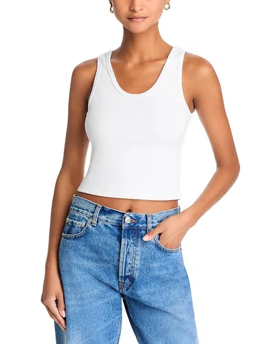 Perfectwhitetee Daisy Cropped Cotton Ribbed Layer Tank White