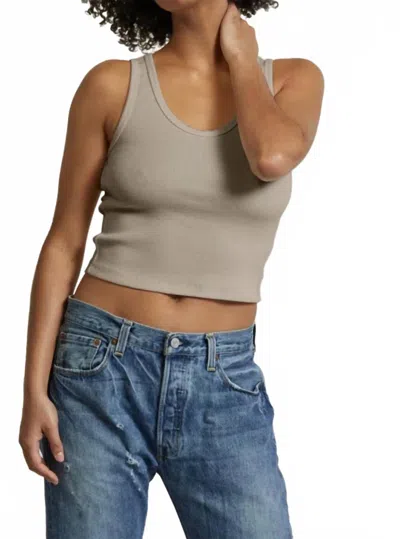 Perfectwhitetee Blondie Ribbed Tank In Mushroom In Gray
