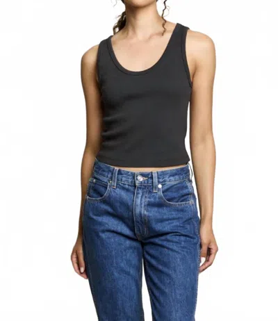 Perfectwhitetee Blondie Ribbed Tank In Vintage Black