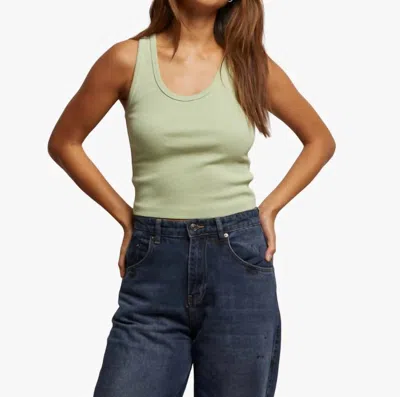 Perfectwhitetee Blondie Structured Rib Bra Friendly Tank Top In Pistachio In Green