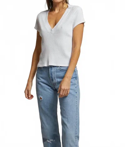 Perfectwhitetee Bobby Ribbed V Neck Tee In White