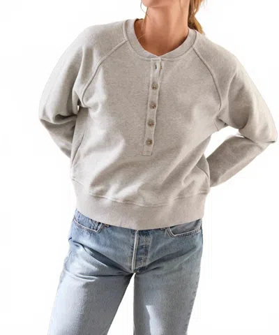 Perfectwhitetee Bowen Button-front Sweatshirt In Medium Heather Grey In Gray