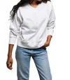 Perfectwhitetee Bowen Button-front Sweatshirt In White In Red