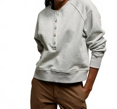Perfectwhitetee Bowen Button-front Sweatshirt In Medium Heather Grey In Gray