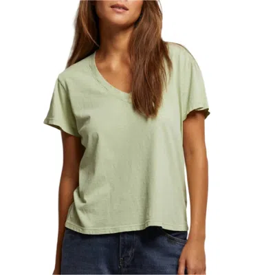 Perfectwhitetee Boxy V Neck Tee In Pistachio In Green