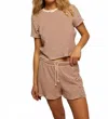 Perfectwhitetee Cami Loop Terry Long Sleeve Tee In Poppy/chocolate In Brown