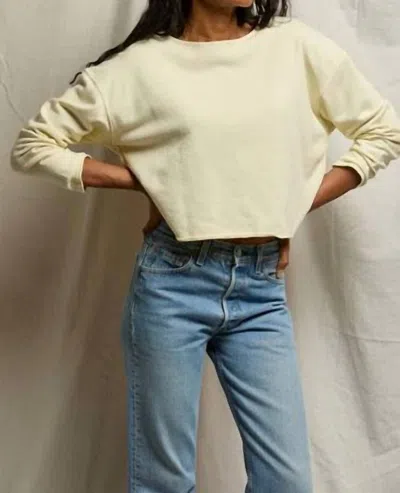 Perfectwhitetee Briana French Terry Top In Custard In Yellow