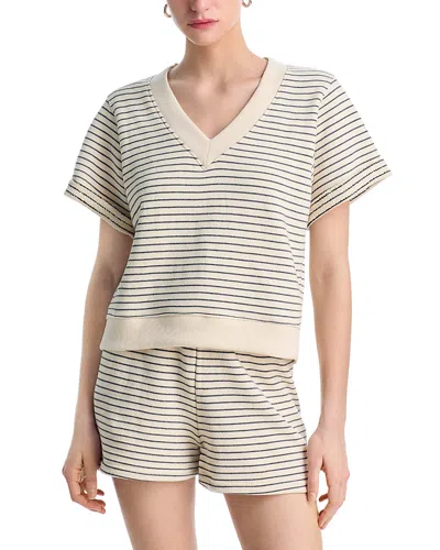 Perfectwhitetee Briggs French Terry Striped Short Sleeve Sweatshirt In Pattern