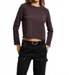 Perfectwhitetee Bruce Long Sleeve Crew Tee In Cocoa Powder In Burgundy