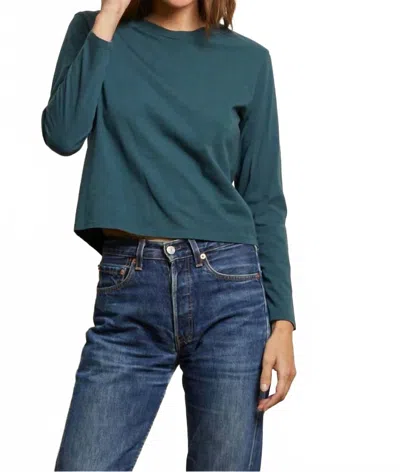 Perfectwhitetee Bruce Long Sleeve Crew Tee In Slate In Blue