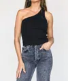 Perfectwhitetee Call Me Tank Top In True Black In Black