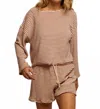 Perfectwhitetee Cami Loop Terry Long Sleeve Tee In Poppy/chocolate In Brown