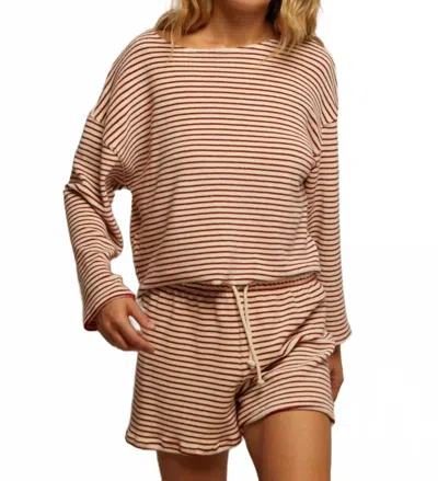 Perfectwhitetee Cami Loop Terry Long Sleeve Tee In Poppy/chocolate In Brown