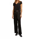 Perfectwhitetee Camile Luxe Satin Pants In Black In Black