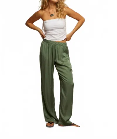 Perfectwhitetee Camile Luxe Satin Pants In Green In Multi