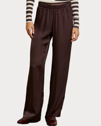 Perfectwhitetee Camile Satin Wide Leg Pant In Cocoa In Brown