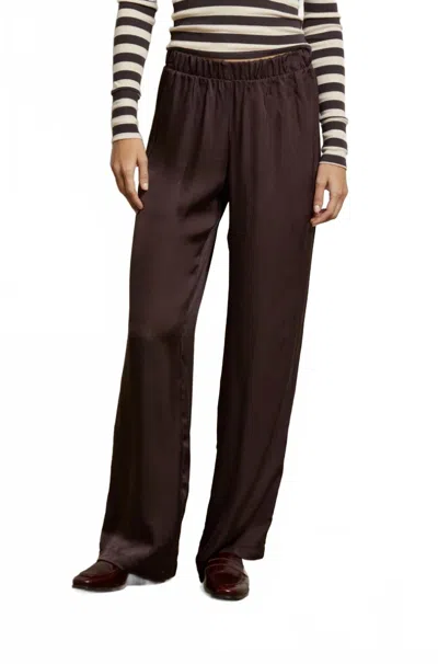 Perfectwhitetee Camile Satin Wide Leg Pants In Cocoa In Brown